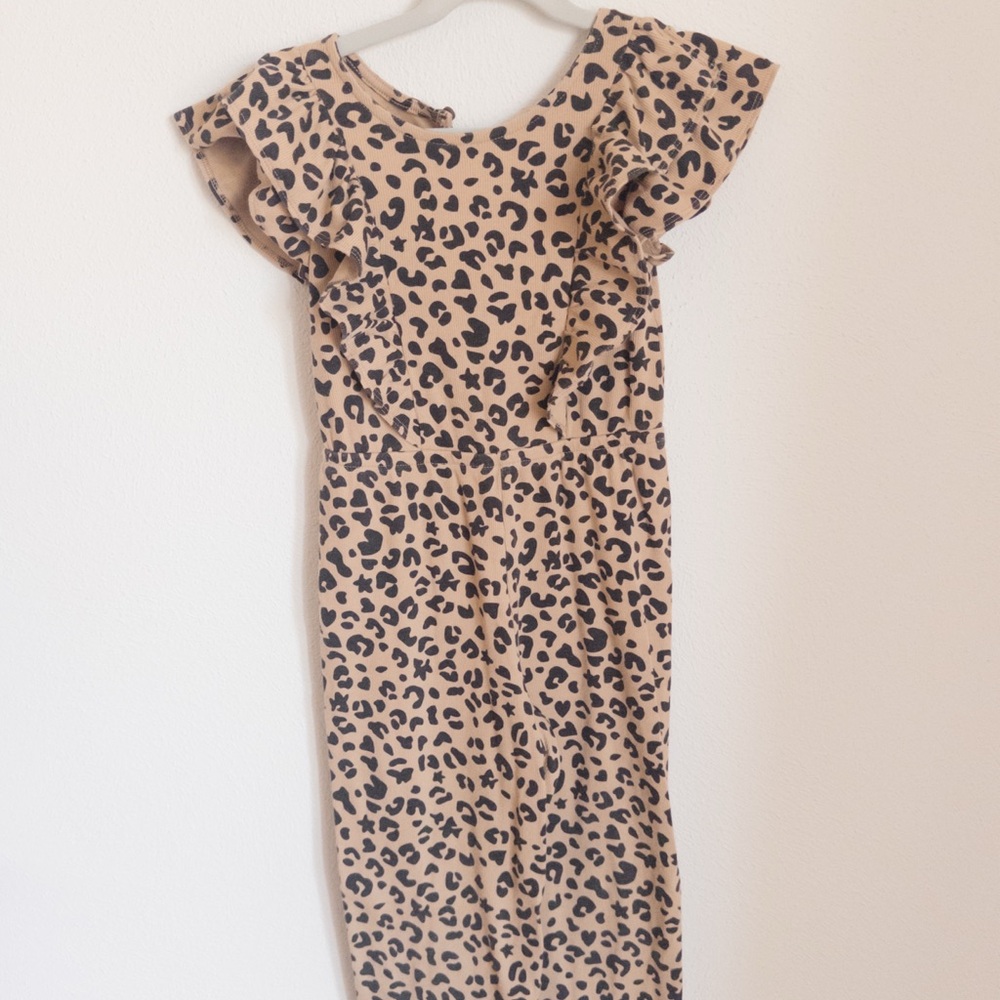 Leopard Print Ruffle Sleeve Dress